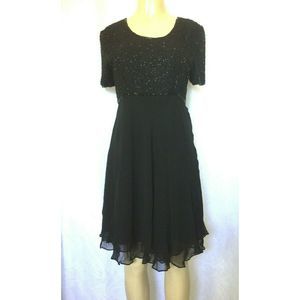 Adrianna Papell Evening Dress Beaded Layered 8 M